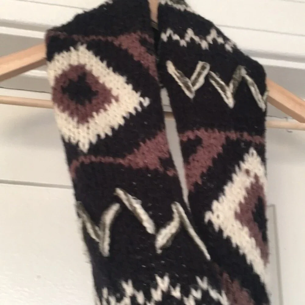 black, brown, white abstract print womens Infinity circle scarf boho